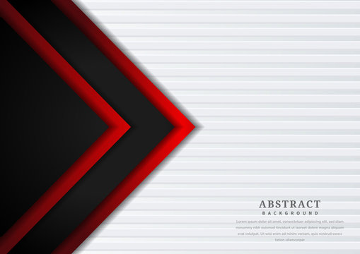 Abstract red and black color triangle geometric overlap layer on white background modern style.