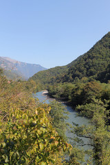 Naklejka premium mountain landscape with river
