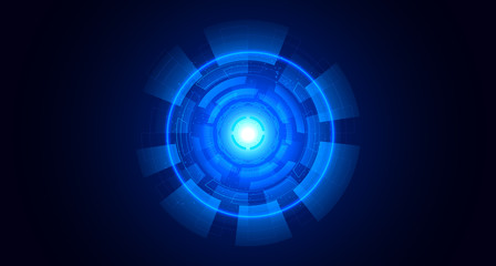 Abstract Hi-tech communication background with HUD elements circle digital futuristic blue color gradient innovation of technology concepts. vector illustration.