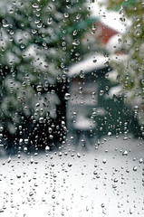 Raindrops on a glass window
