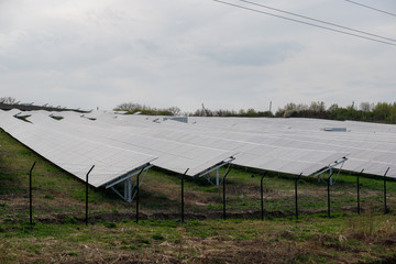 Solar electric panels in the field.