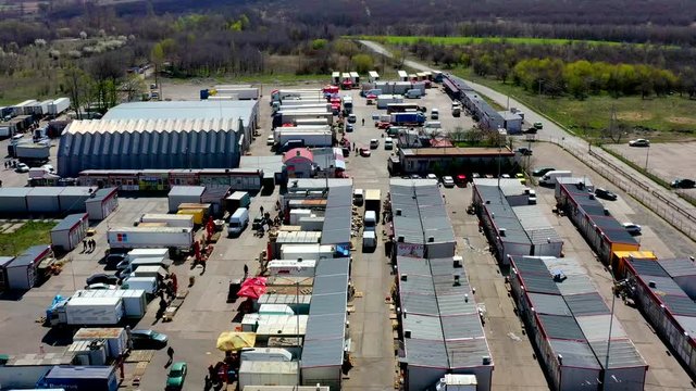 Ukraine, Kharkov, April 20, 2020, 1st km market. Kharkov wholesale agricultural market, 4k video
