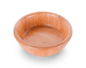 wood bowl on white background