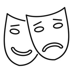 Bipolar disorder mask icon. Outline bipolar disorder mask vector icon for web design isolated on white background