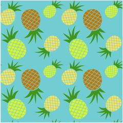 seamless pattern with yellow pineapple 