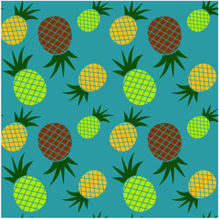 seamless pattern with yellow pineapple 