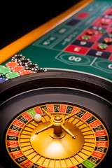 Roulette table close up at the Casino - Selective Focus