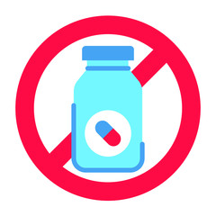 Pill bottle allergy line color icon. Allergic reaction to drug. Medication intolerance. Hypersensitivity to the individual components of the product. Vector isolated element.