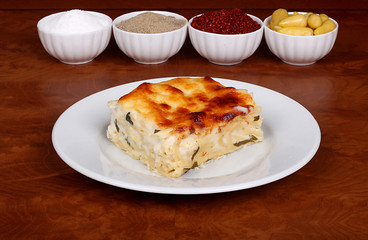 excellent turkish food pasta spicy on oven plate
