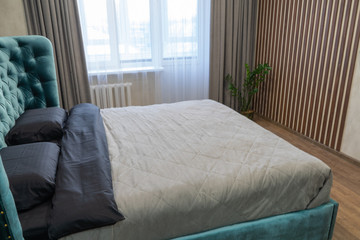 Bedroom bedroom dark gray bed krasvaya interior