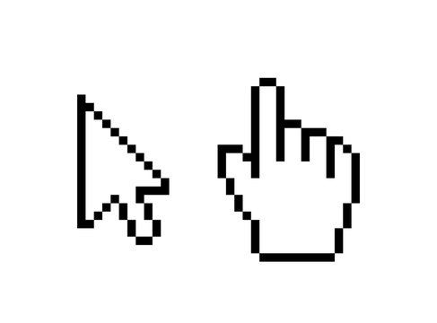Hand cursor mouse icon. Cursor pixel pointer arrow. vector web finger click icon.