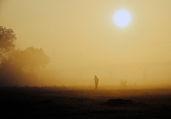 Silhouette Man Standing During Sunrise