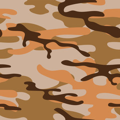 Military camouflage seamless pattern. Khaki texture. Trendy background. Abstract color vector illustration. For design wallpaper, wrapping paper, fabric.