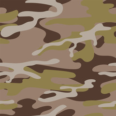 Military camouflage seamless pattern. Khaki texture. Trendy background. Abstract color vector illustration. For design wallpaper, wrapping paper, fabric.