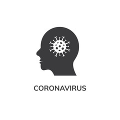 Coronavirus covid 19 head vector icon. Pandemic corona virus illustration sign.