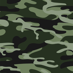 Military camouflage seamless pattern. Khaki texture. Trendy background. Abstract color vector illustration. For design wallpaper, wrapping paper, fabric.