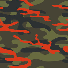 Military camouflage seamless pattern. Khaki texture. Trendy background. Abstract color vector illustration. For design wallpaper, wrapping paper, fabric.