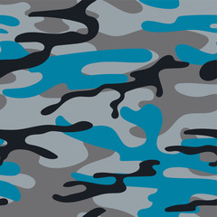Military camouflage seamless pattern. Khaki texture. Trendy background. Abstract color vector illustration. For design wallpaper, wrapping paper, fabric.