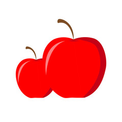 Red apples illustration. Simple shapes style. Isolated on a white background.