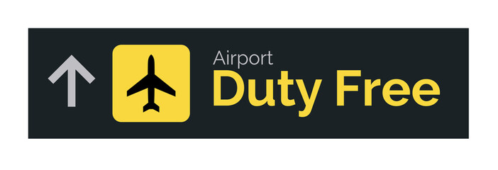 Airport duty free sign icon. Travel label vector duty free symbol.
