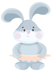 Cute teddy hare. Beautiful toy in cartoon style.