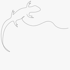 Fototapeta premium Lizard one line drawing on white background vector illustration