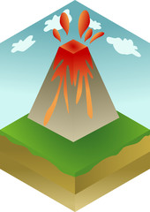 Isometric image of the volcano