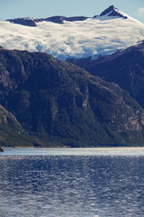 Breathtaking panoramic view of mountains and glaciers along Beagle Channel in Glacier Alley...