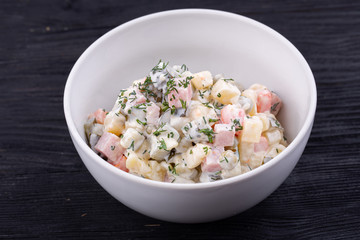 Food, menu, food, meat, fish, garnish, sauce, roll, grens, salad, sausage, potatoes, ketchup, greens, halibut, shrimp, drum, ribs, onions