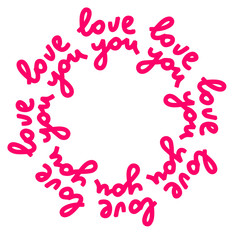 Love you hand drawn vector mandala wreath lettering sweet
