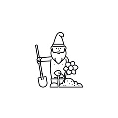 Undressed garden gnome cartoon character vector icon