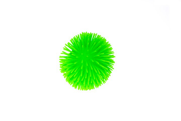 green ball, a kid's toy on white background.