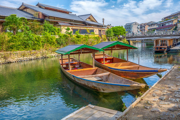 Japanese boats. Katsura river in Kyoto
