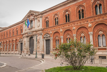 Fototapeta na wymiar Europe, Italy , Milan - April 2020 - Statale University in downtown of the city closed , empty of people and students during covid19 Coronavirus epidemic