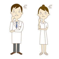 医者とナースの表情：イラスト