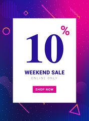 Sale promo banner weekend offer. Big Discount 10 percent promotion deal template