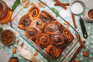 Homemade Pastry Cinnamon Swirls and ingredients