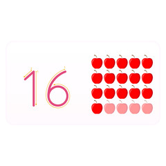 Preschool / kindergarten kids. Illustration learning practice number. Showing numbers with apples.