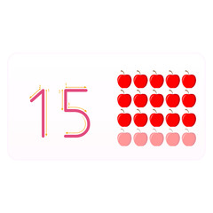 Preschool / kindergarten kids. Illustration learning practice number. Showing numbers with apples.