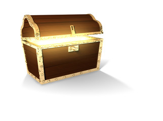 Treasure Chest With Glowing Contents Isolated On White