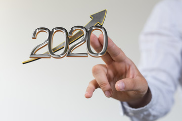 business year 2020 up goals and  success illustration