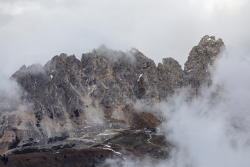 The craggy mountains of the Dolomites in northern Italy.