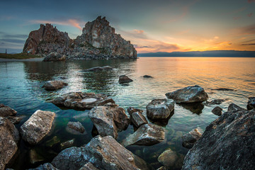 Shamanka rock, Cape Burhan on Olkhon island on lake Baikal