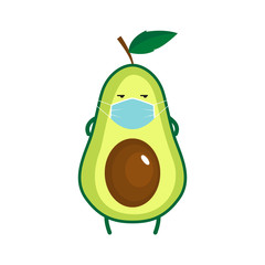 Illustration of cute avocado in mask - 341720512