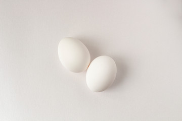 Natural healthy food concept. Two white eggs for any concept