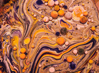 Colourful acrylic bubbles.Fluid art marble texture. Backdrop  abstract iridescent paint effect....