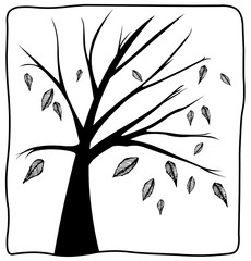 Tree illustration with falling leaves