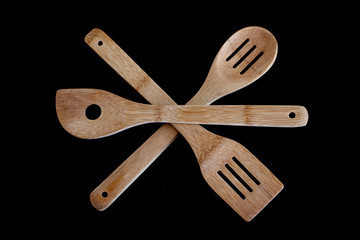 Utensílio de cozinha, feito de bambu, colher, espátula com medidor de macarrão para mexer...