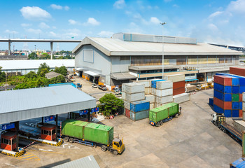 industrial port with containers