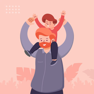 Happy Father Day Flat Illustration
